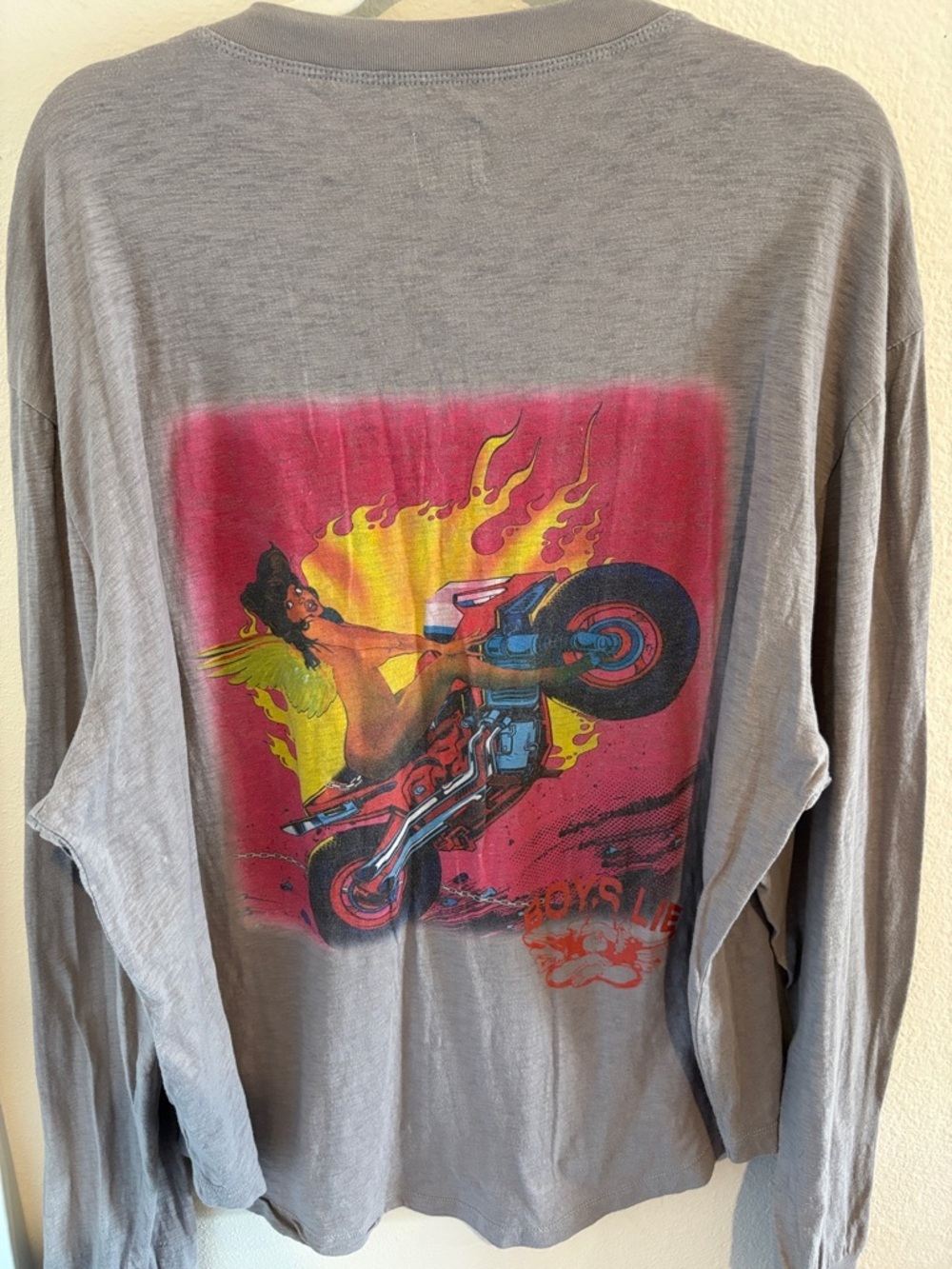 Boys Lie Gray Long Sleeve Shirt with girl on motorcycle - Picture 2 of 5